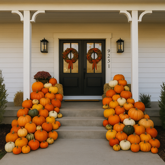 Mega Porch Pumpkin Setup (75+ Pumpkins)